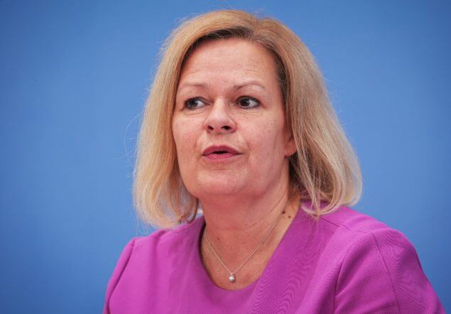 Nemecká ministerka vnútra Nancy Faeserová (SPD) GETTYIMAGES/KreativMedia Press/NurPhoto