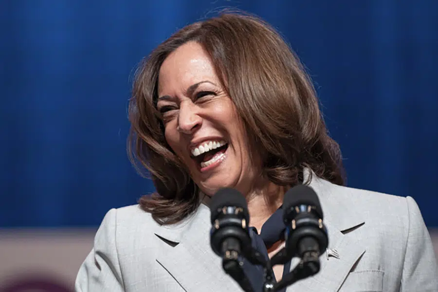 Kamala Harris, kandidátka na prezidenta USA za demokratov, bez politického programu, ale vždy vysmiata: ideálna postava, na ktorú by tvorcovia „Deep State“ pomocou čistého marketingu urobili víťaza volieb. (Photo Politico)